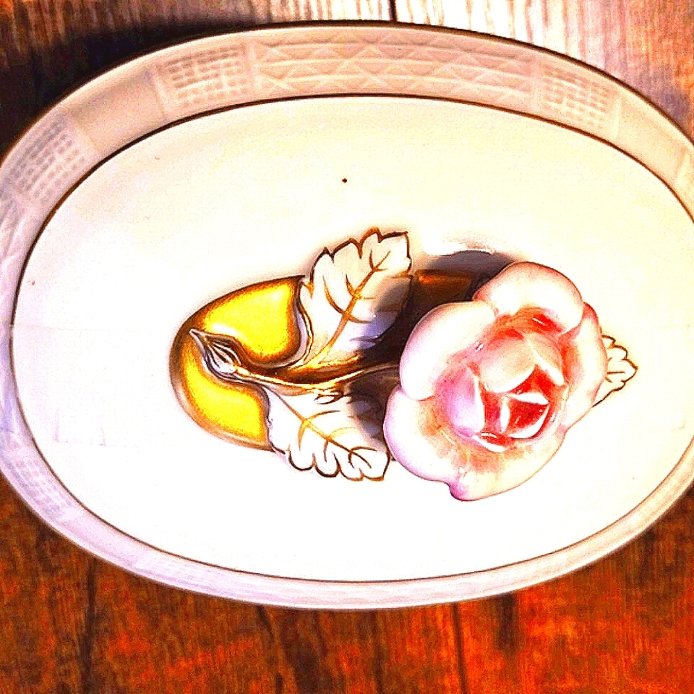 Rare Antique Hutschenreuther Porcelain Handpainted Trinket Holder